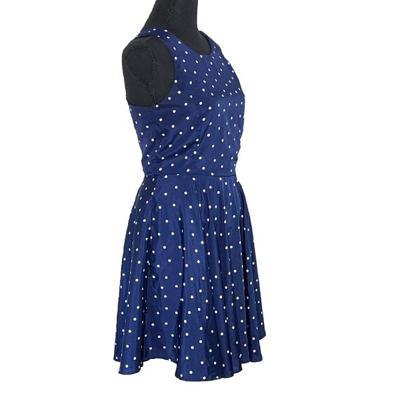 Dee Elle - Navy Blue Polka Dot Dress - Medium - Picture 3 of 5